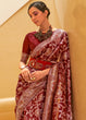 Load image into Gallery viewer, Crimson Red Lucknowi Chikankari Weaving Silk Saree Clothsvilla