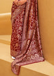 Load image into Gallery viewer, Crimson Red Lucknowi Chikankari Weaving Silk Saree Clothsvilla