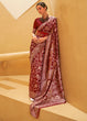 Load image into Gallery viewer, Crimson Red Lucknowi Chikankari Weaving Silk Saree Clothsvilla