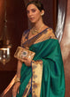 Load image into Gallery viewer, Pine Green Handloom Woven Banarasi Silk Saree Clothsvilla