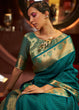 Load image into Gallery viewer, Dark Cyan Green Handloom Woven Banarasi Silk Saree Clothsvilla