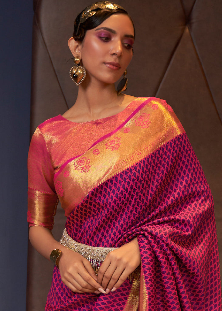 Magenta Pink Handloom Woven Banarasi Silk Saree Clothsvilla