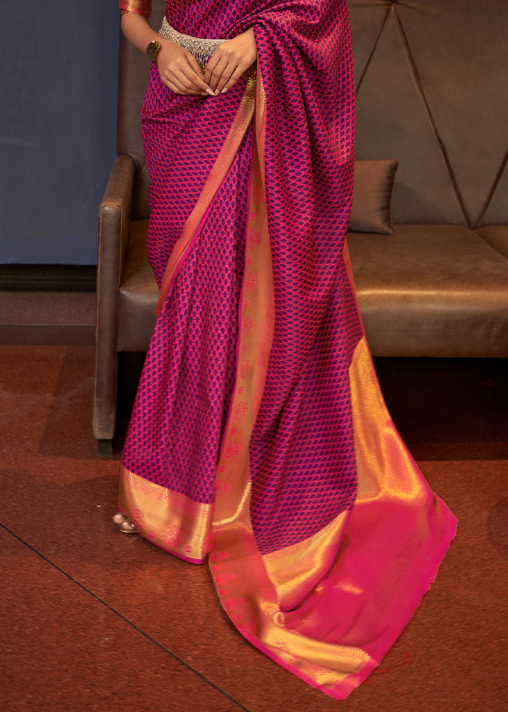 Magenta Pink Handloom Woven Banarasi Silk Saree Clothsvilla