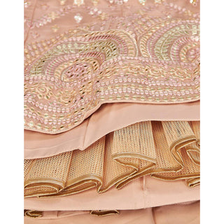 Peach Thread and Foil Mirror Cutwork Lehenga choli ClothsVilla