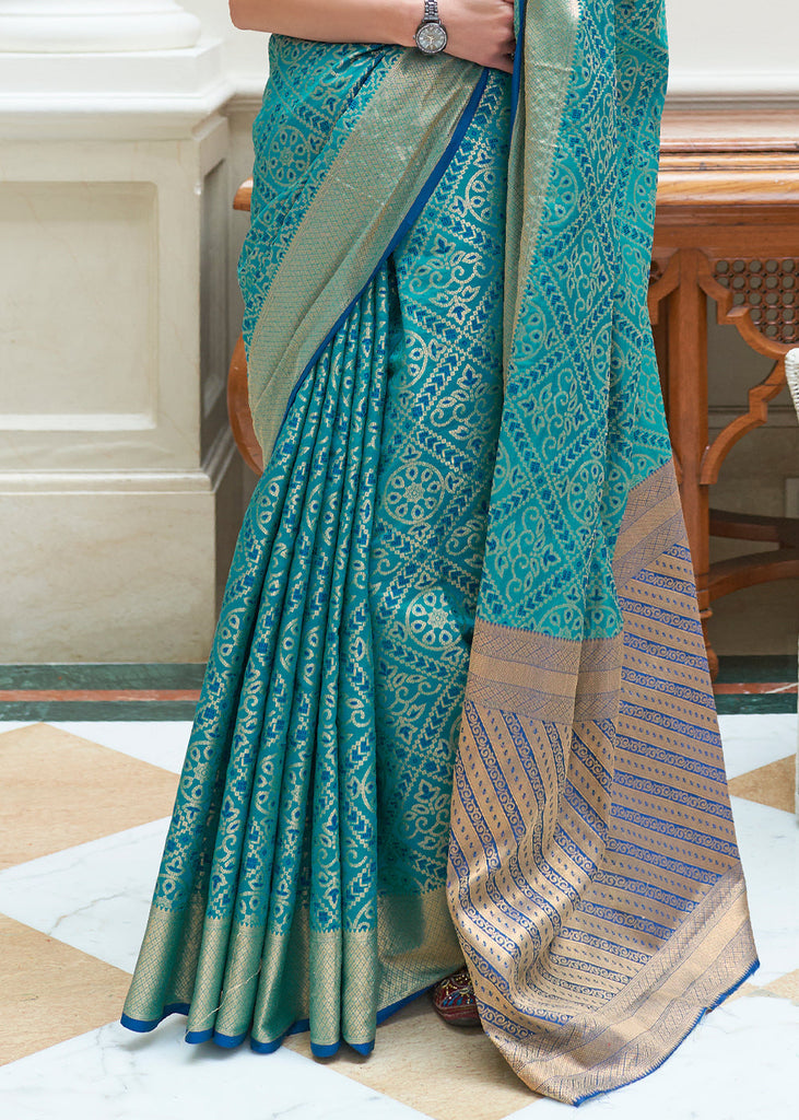 Cerulean Blue Zari Woven Patola Silk Saree Clothsvilla