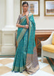Load image into Gallery viewer, Cerulean Blue Zari Woven Patola Silk Saree Clothsvilla