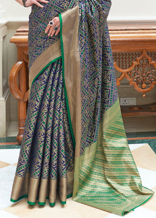 Dark Blue Zari Woven Patola Silk Saree Clothsvilla