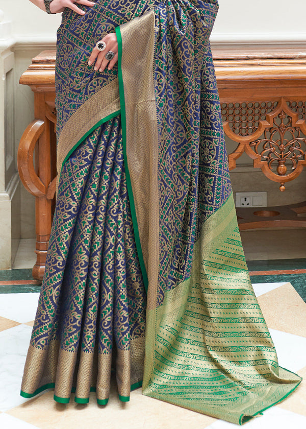 Dark Blue Zari Woven Patola Silk Saree Clothsvilla