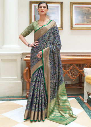 Dark Blue Zari Woven Patola Silk Saree Clothsvilla
