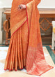 Load image into Gallery viewer, Carrot Orange Zari Woven Patola Silk Saree Clothsvilla