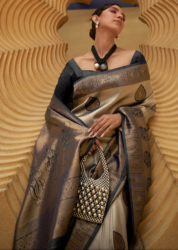 Black & Golden Two Tone Woven Silk Saree Clothsvilla