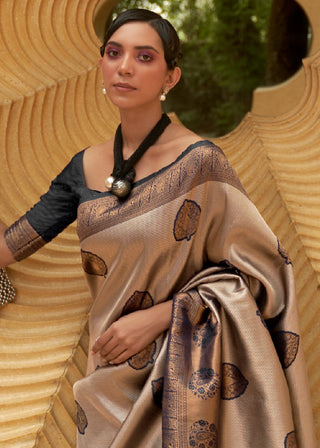 Black & Golden Two Tone Woven Silk Saree Clothsvilla