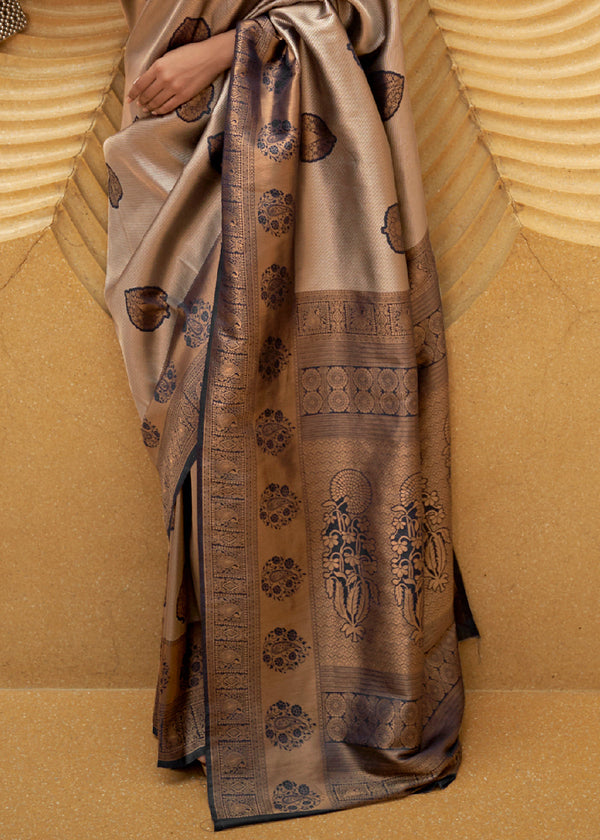Black & Golden Two Tone Woven Silk Saree Clothsvilla