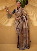 Load image into Gallery viewer, Black &amp; Golden Two Tone Woven Silk Saree Clothsvilla
