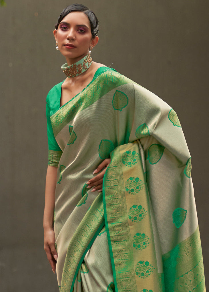 Green & Grey Two Tone Woven Silk Saree Clothsvilla