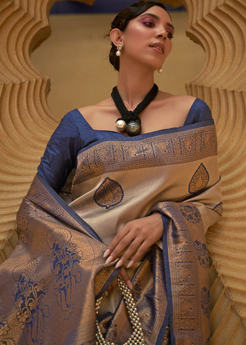 Shades Of Blue Two Tone Woven Silk Saree Clothsvilla