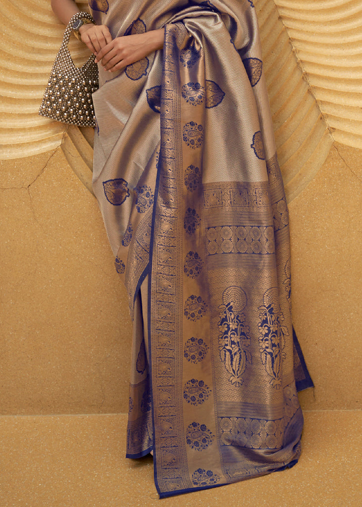 Shades Of Blue Two Tone Woven Silk Saree Clothsvilla