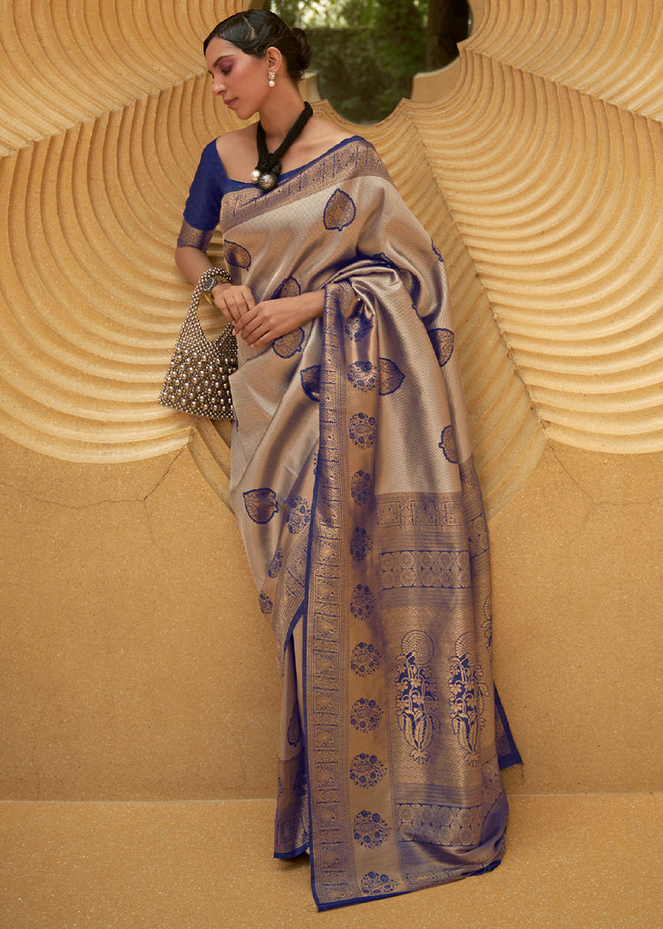 Shades Of Blue Two Tone Woven Silk Saree Clothsvilla