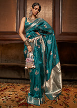 Load image into Gallery viewer, Pacific Ocean Blue Handloom Weaving Silk Saree Clothsvilla