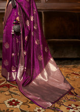 Load image into Gallery viewer, Tyrian Purple Handloom Weaving Silk Saree Clothsvilla