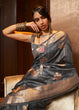 Load image into Gallery viewer, Anchor Grey Handloom Weaving Silk Saree Clothsvilla