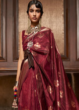 Load image into Gallery viewer, Berry Red Handloom Weaving Silk Saree Clothsvilla