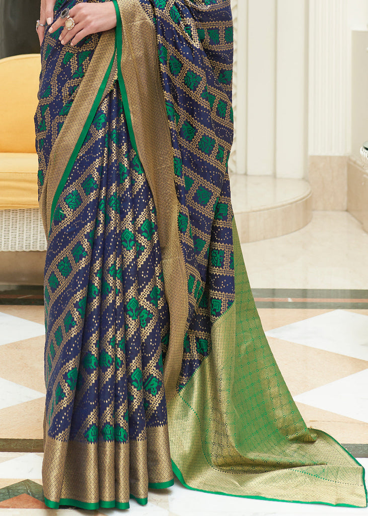Blue & Green Zari Woven Patola Silk Saree Clothsvilla