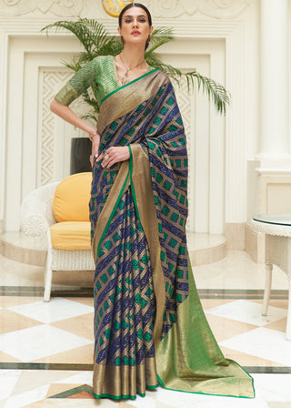 Blue & Green Zari Woven Patola Silk Saree Clothsvilla