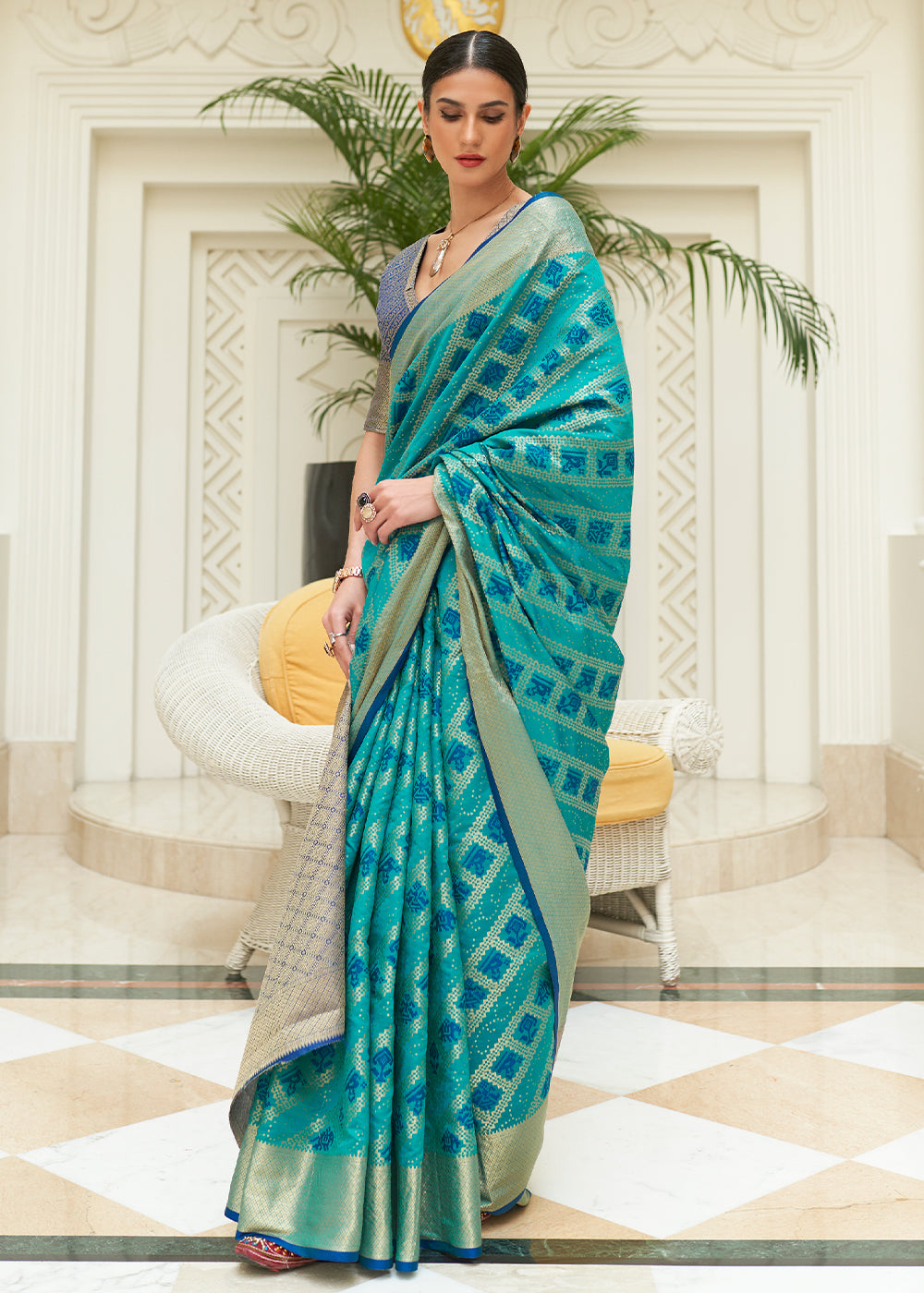 Shades Of Blue Zari Woven Patola Silk Saree Clothsvilla