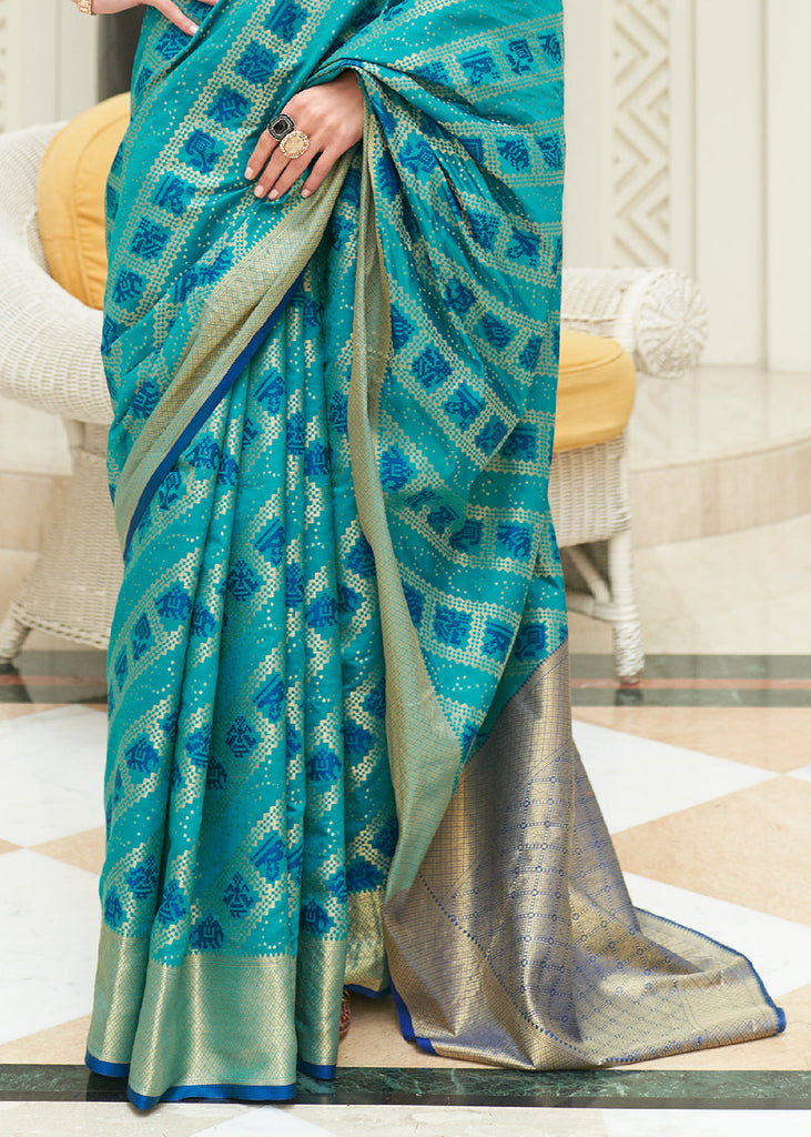 Shades Of Blue Zari Woven Patola Silk Saree Clothsvilla