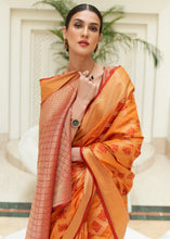 Load image into Gallery viewer, Orange &amp; Red Zari Woven Patola Silk Saree Clothsvilla