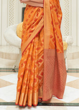 Load image into Gallery viewer, Orange &amp; Red Zari Woven Patola Silk Saree Clothsvilla