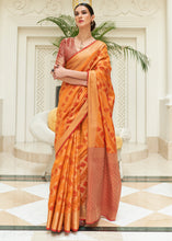 Load image into Gallery viewer, Orange &amp; Red Zari Woven Patola Silk Saree Clothsvilla