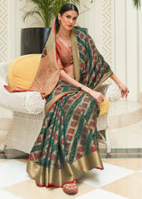 Load image into Gallery viewer, Green &amp; Red Zari Woven Patola Silk Saree Clothsvilla