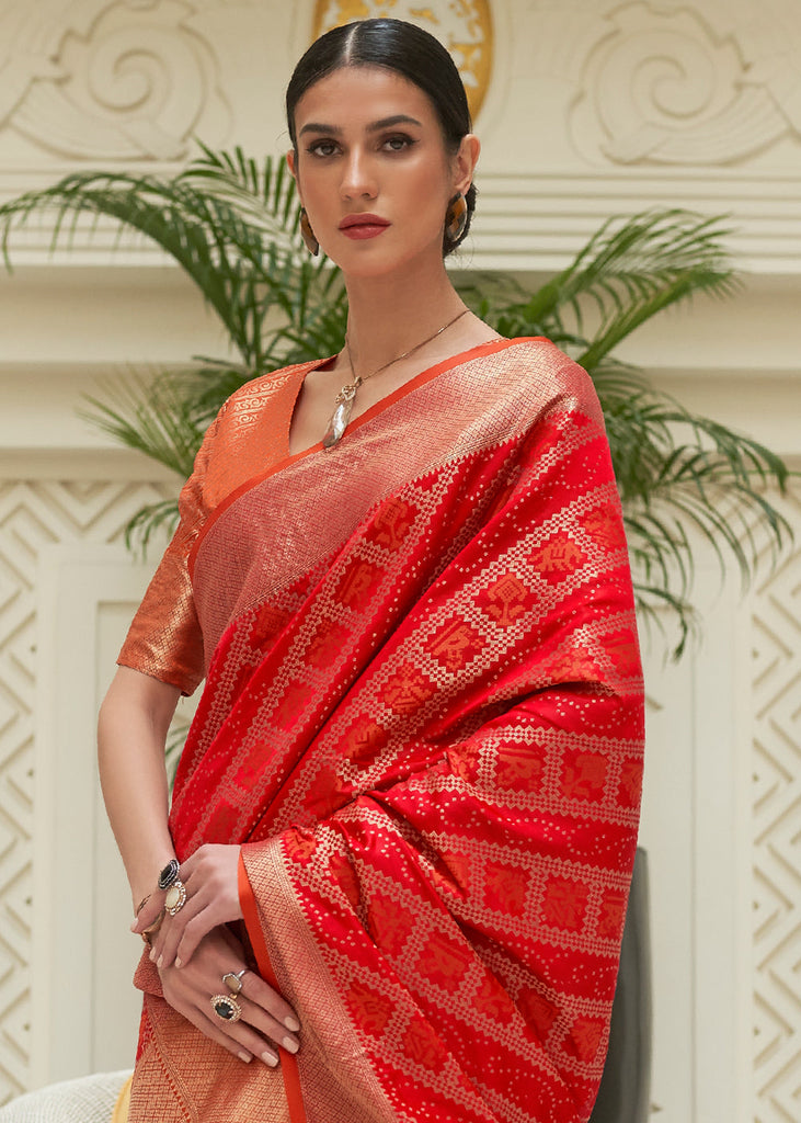 Bridal Red Zari Woven Patola Silk Saree Clothsvilla