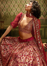 Load image into Gallery viewer, Maroon Soft Net Designer Lehenga Choli with overall Sequins work Clothsvilla