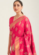 Load image into Gallery viewer, French Rose Pink Zari Butta Woven Banasari Silk Saree Clothsvilla