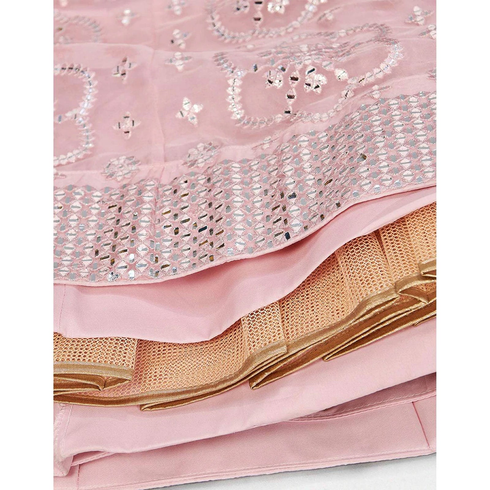Strawberry Thread and Foil Mirror Cutwork Lehenga choli ClothsVilla