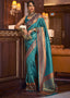 Olympic Blue Handloom Woven Banarasi Silk Saree Clothsvilla