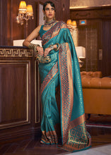 Load image into Gallery viewer, Olympic Blue Handloom Woven Banarasi Silk Saree Clothsvilla