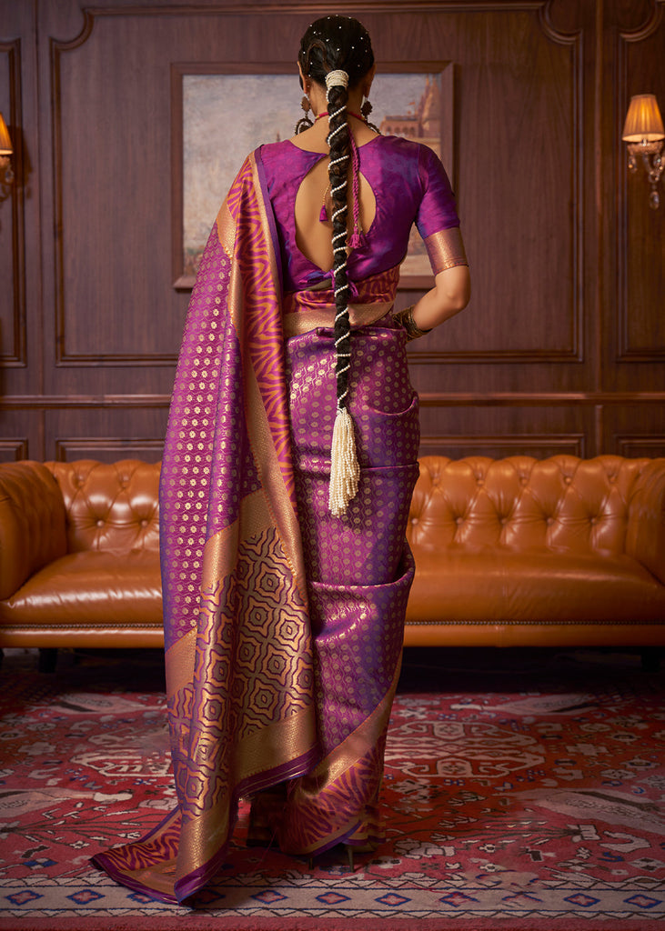Dark Orchid Purple Handloom Woven Banarasi Silk Saree Clothsvilla