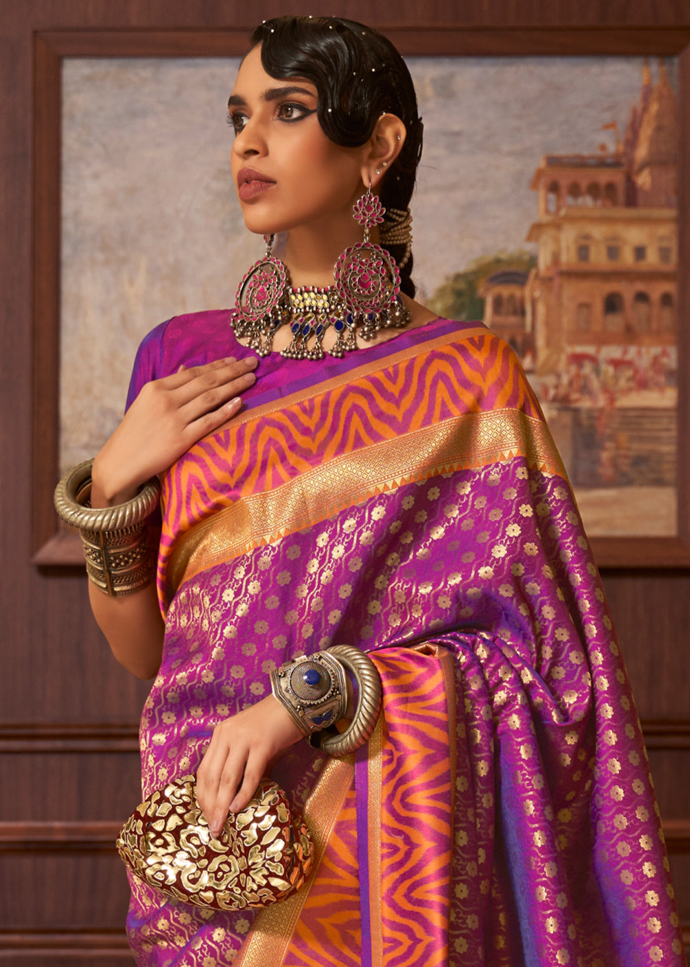 Dark Orchid Purple Handloom Woven Banarasi Silk Saree Clothsvilla