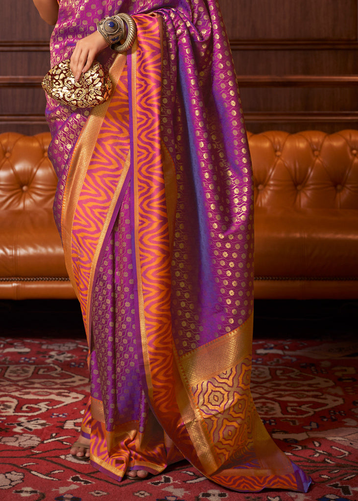 Dark Orchid Purple Handloom Woven Banarasi Silk Saree Clothsvilla