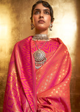 Load image into Gallery viewer, Fiery Rose Pink Handloom Woven Banarasi Silk Saree Clothsvilla