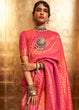 Load image into Gallery viewer, Fiery Rose Pink Handloom Woven Banarasi Silk Saree Clothsvilla