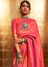 Load image into Gallery viewer, Fiery Rose Pink Handloom Woven Banarasi Silk Saree Clothsvilla