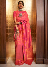 Load image into Gallery viewer, Fiery Rose Pink Handloom Woven Banarasi Silk Saree Clothsvilla