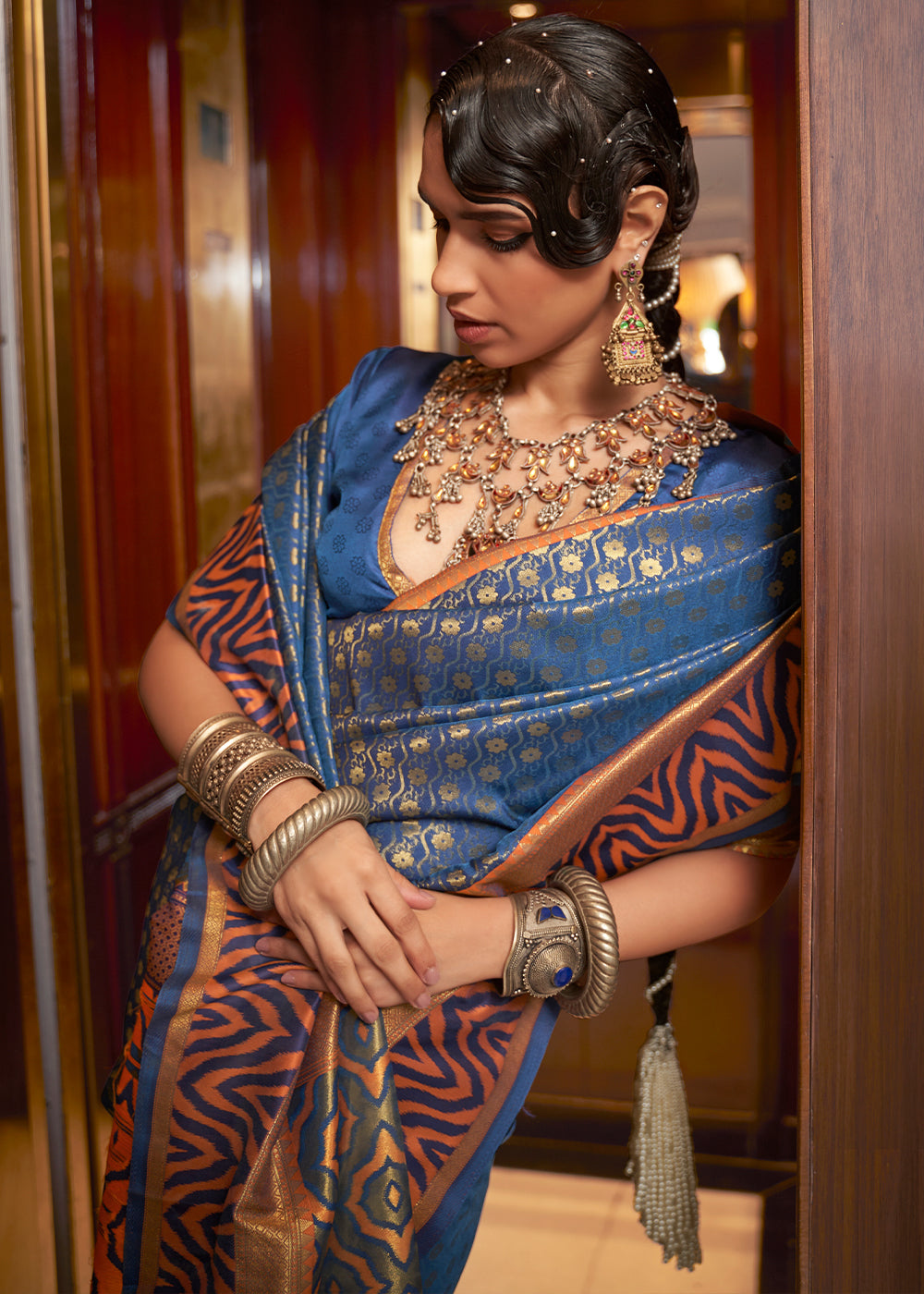 Azure Blue Handloom Woven Banarasi Silk Saree Clothsvilla