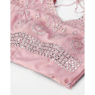 Strawberry Thread and Foil Mirror Cutwork Lehenga choli ClothsVilla