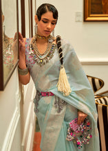Load image into Gallery viewer, Light Blue Handloom Woven Silk Saree with Kashmiri Pallu Clothsvilla
